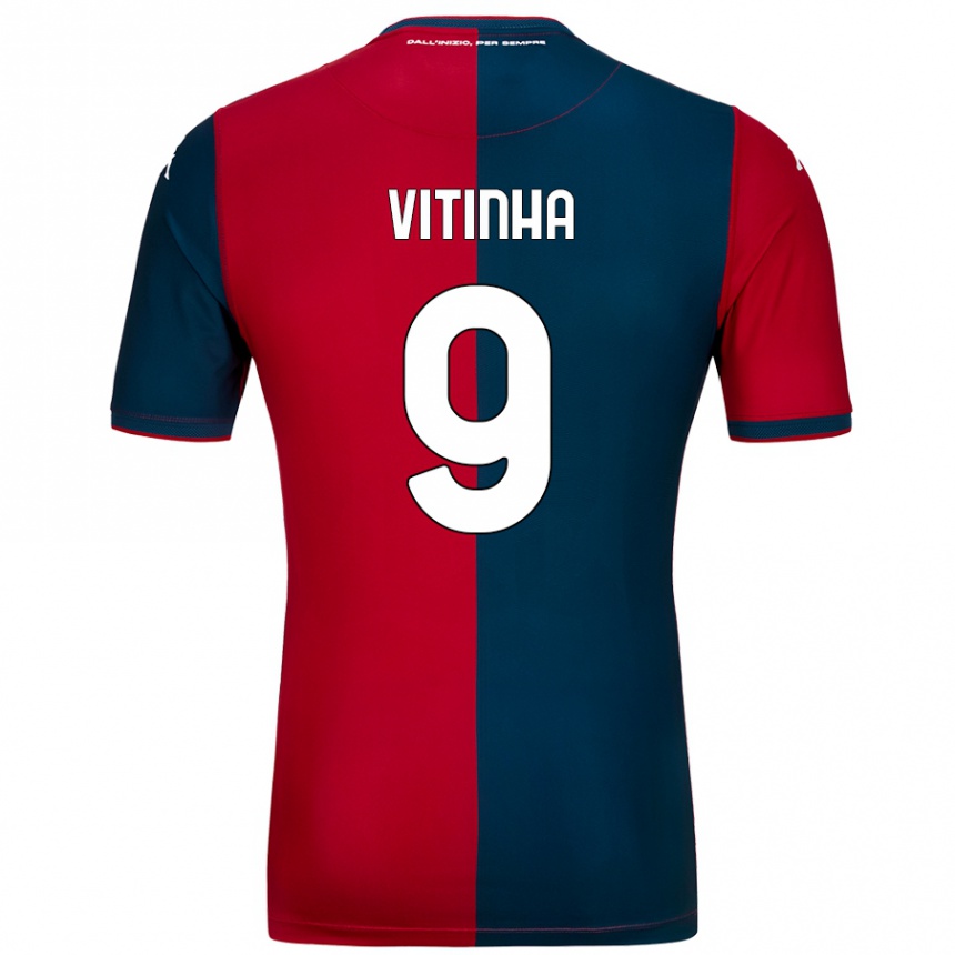 Kids Football Vitinha #9 Red Dark Blue Home Jersey 2024/25 T-Shirt