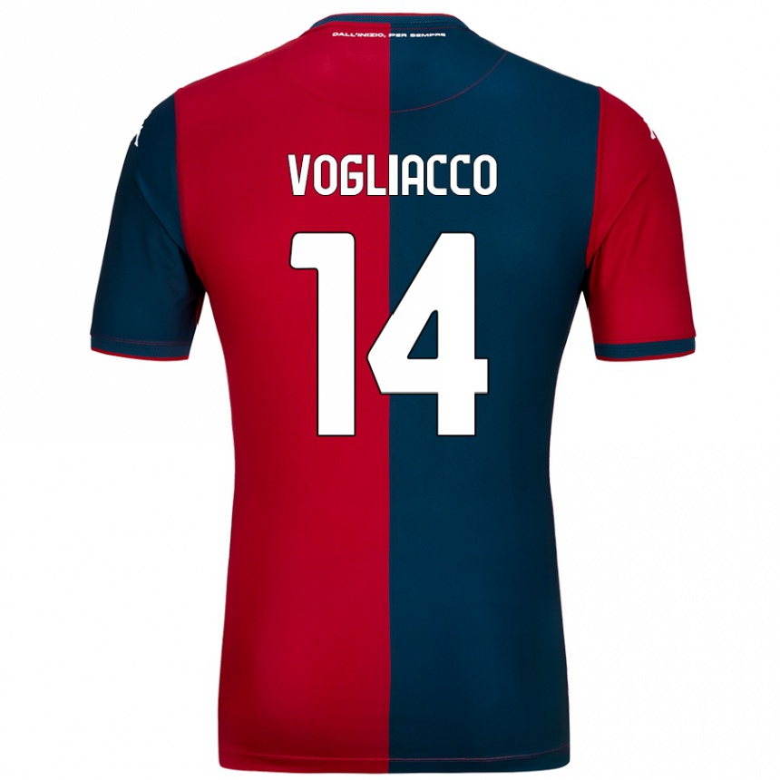 Kids Football Alessandro Vogliacco #14 Red Dark Blue Home Jersey 2024/25 T-Shirt