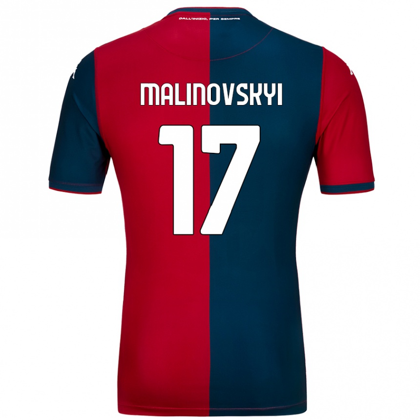 Kids Football Ruslan Malinovskyi #17 Red Dark Blue Home Jersey 2024/25 T-Shirt