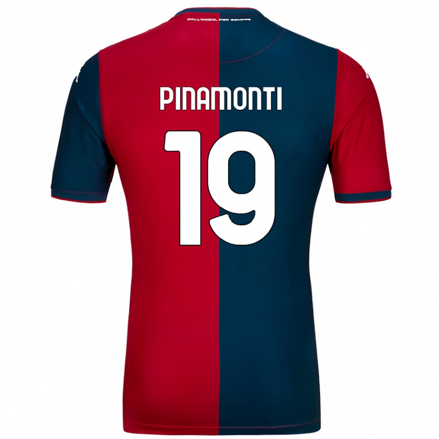 Kids Football Andrea Pinamonti #19 Red Dark Blue Home Jersey 2024/25 T-Shirt