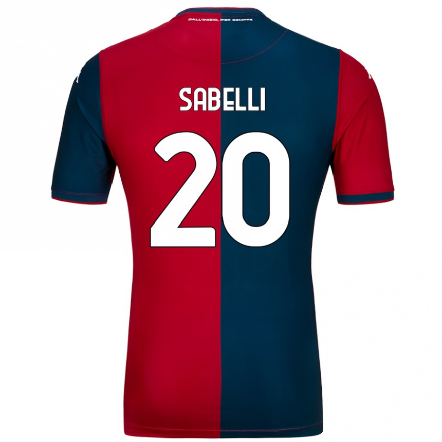 Kids Football Stefano Sabelli #20 Red Dark Blue Home Jersey 2024/25 T-Shirt