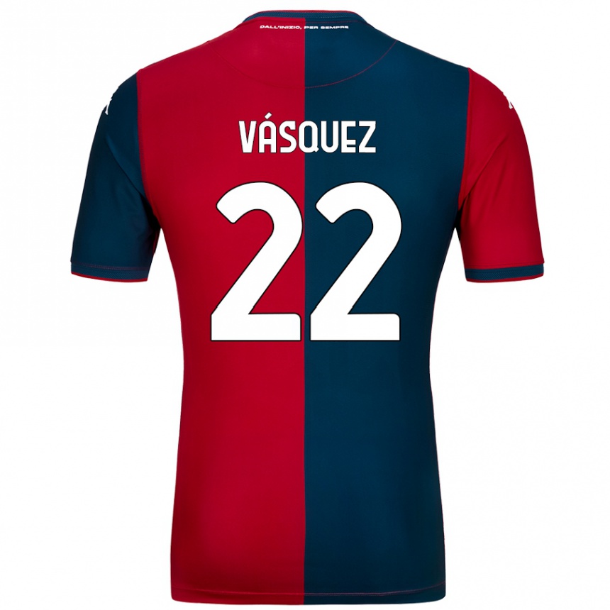 Kids Football Johan Vásquez #22 Red Dark Blue Home Jersey 2024/25 T-Shirt