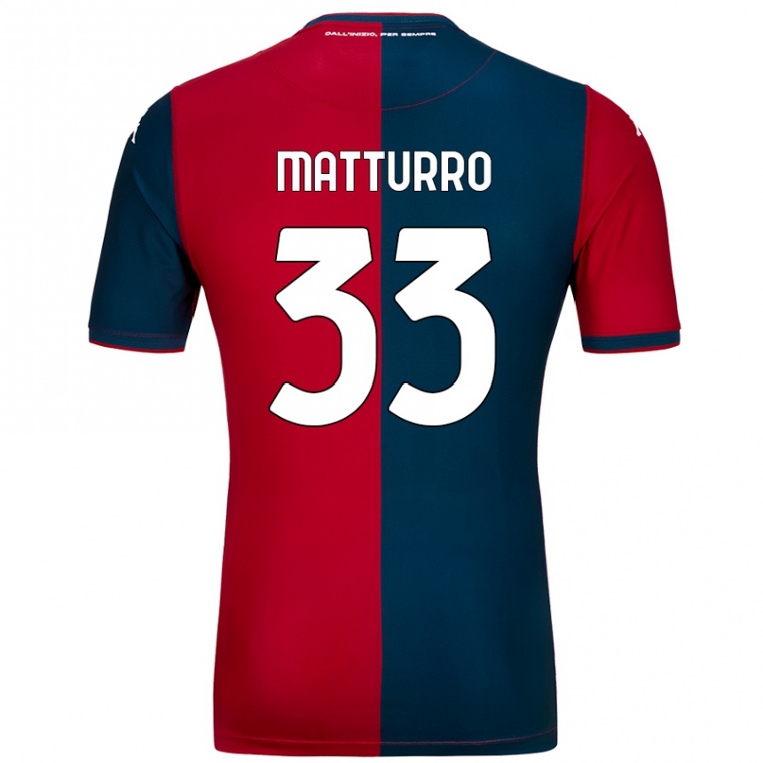 Kids Football Alan Matturro #33 Red Dark Blue Home Jersey 2024/25 T-Shirt