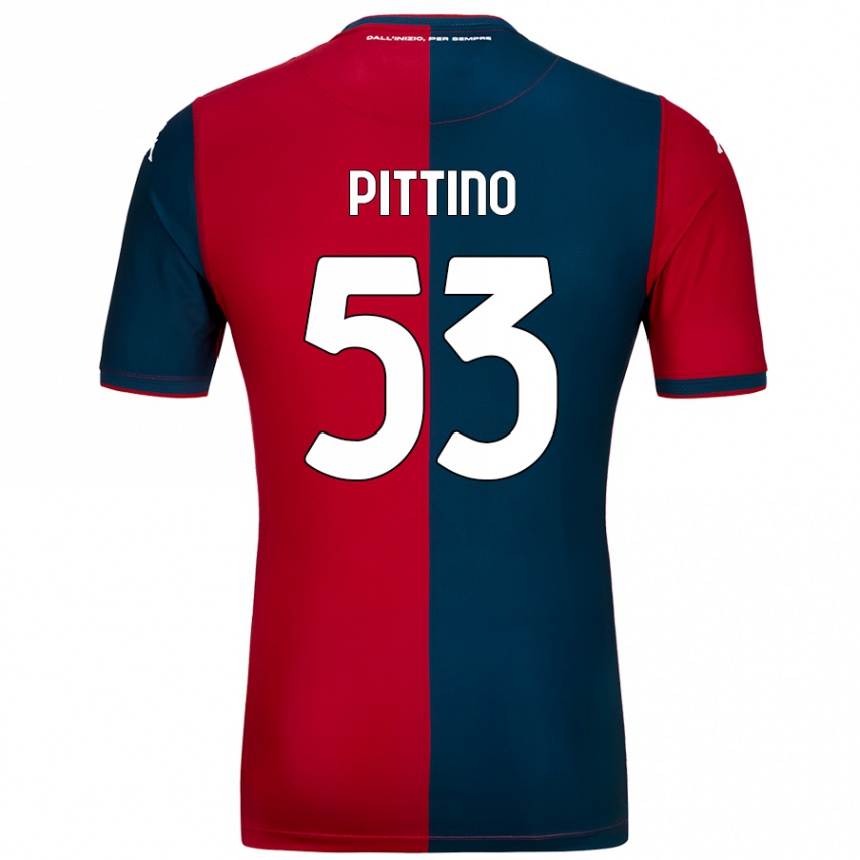 Kids Football Tommaso Pittino #53 Red Dark Blue Home Jersey 2024/25 T-Shirt