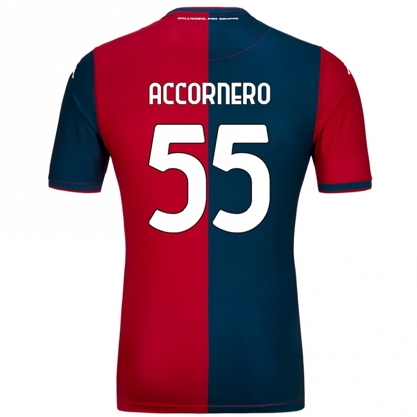 Kids Football Federico Accornero #55 Red Dark Blue Home Jersey 2024/25 T-Shirt