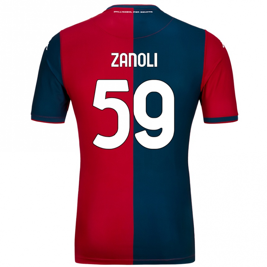 Kids Football Alessandro Zanoli #59 Red Dark Blue Home Jersey 2024/25 T-Shirt