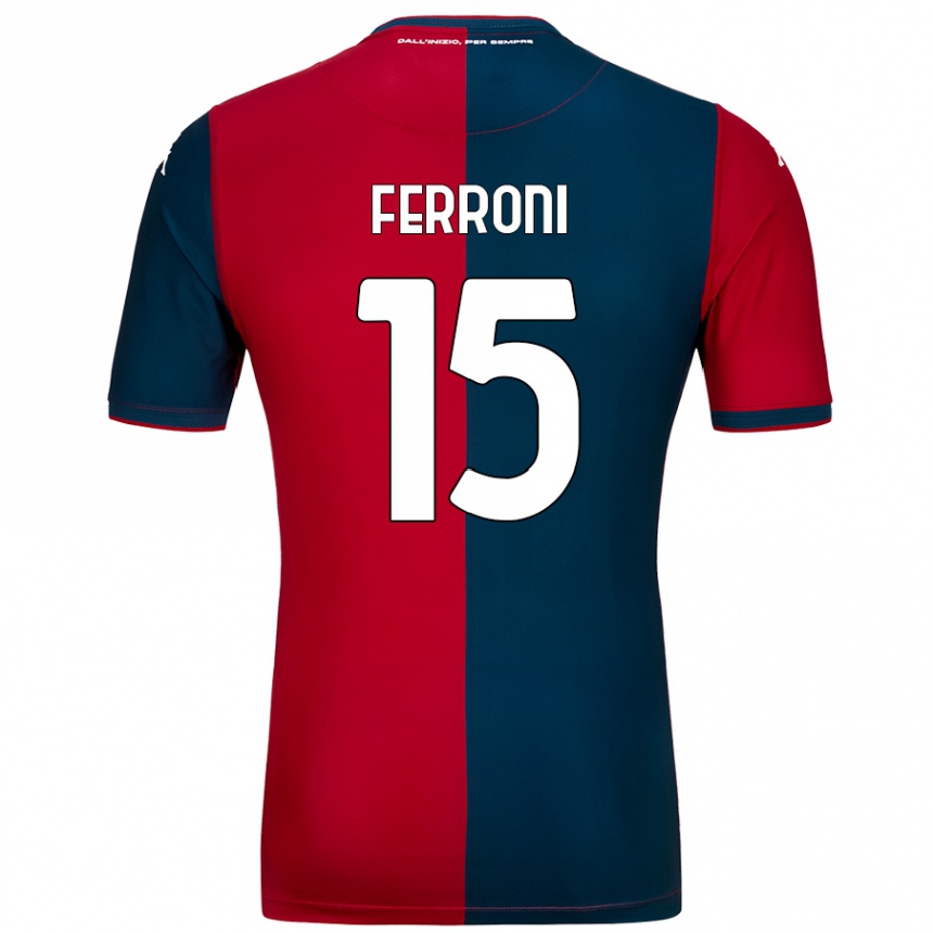 Kids Football Leonardo Ferroni #15 Red Dark Blue Home Jersey 2024/25 T-Shirt