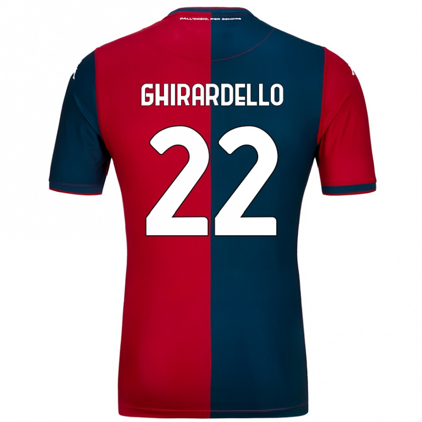 Kids Football Tommaso Ghirardello #22 Red Dark Blue Home Jersey 2024/25 T-Shirt