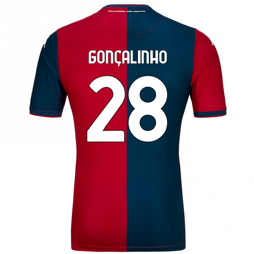 Kids Football João Gonçalinho #28 Red Dark Blue Home Jersey 2024/25 T-Shirt