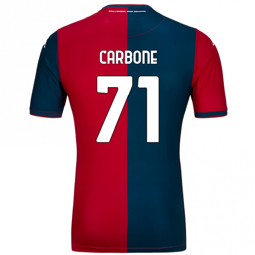 Kids Football Filippo Carbone #71 Red Dark Blue Home Jersey 2024/25 T-Shirt