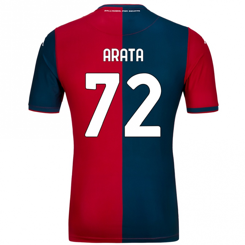 Kids Football Stefano Arata #72 Red Dark Blue Home Jersey 2024/25 T-Shirt