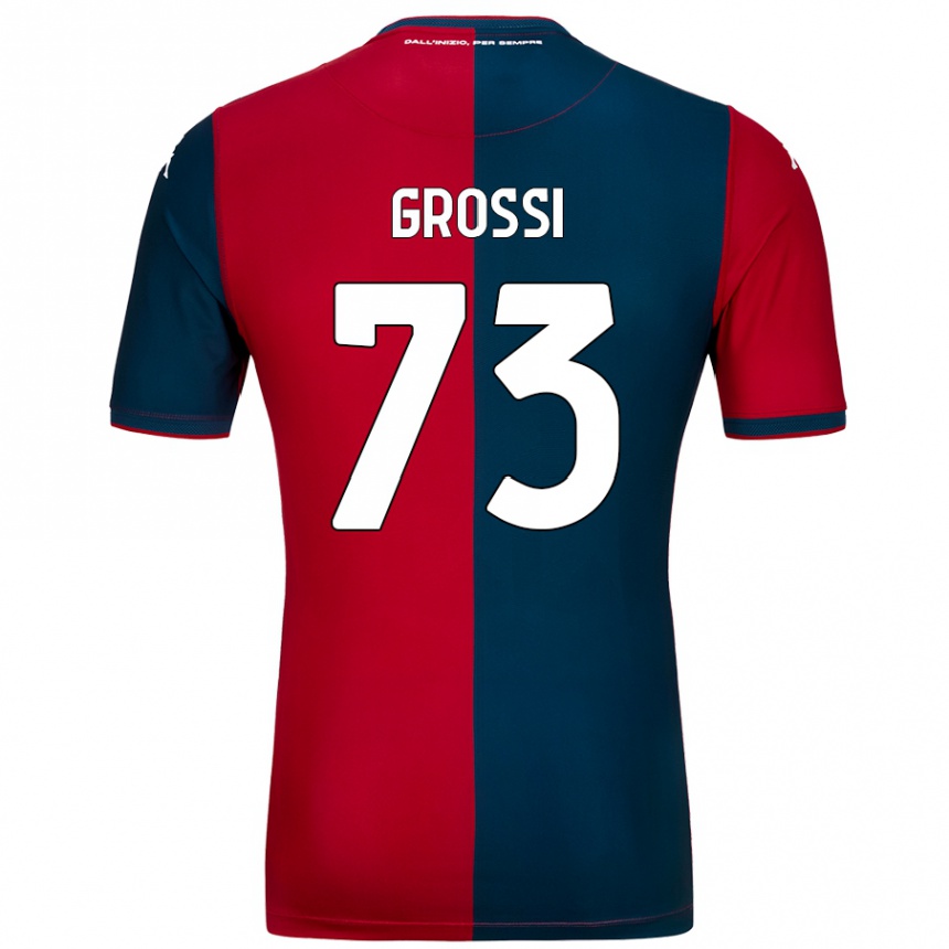 Kids Football Jacopo Grossi #73 Red Dark Blue Home Jersey 2024/25 T-Shirt