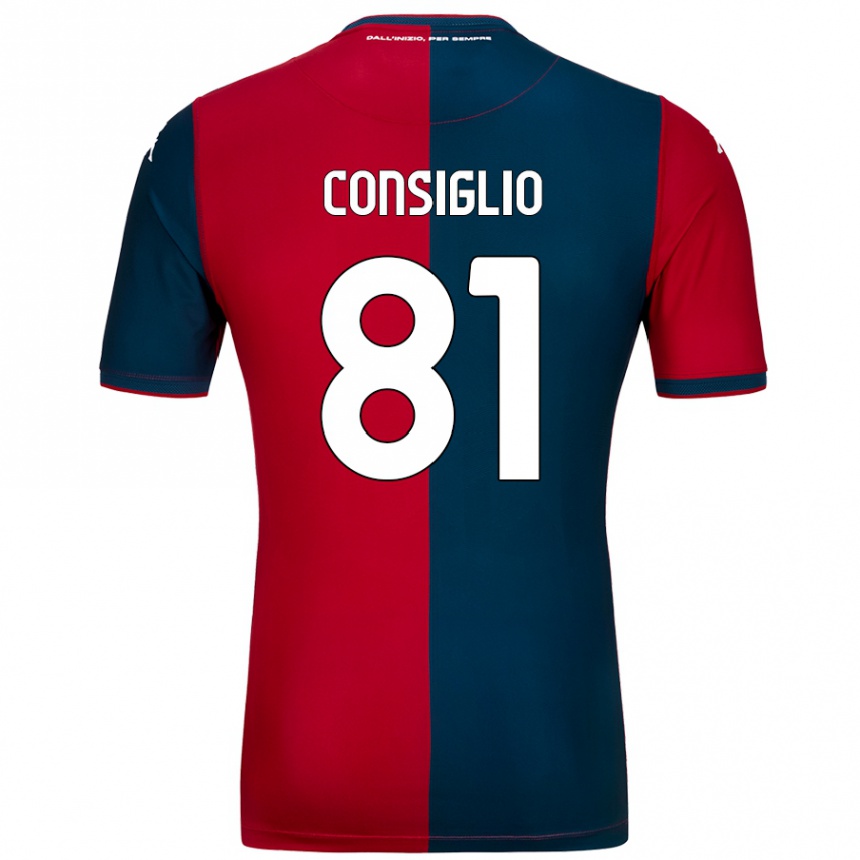 Kids Football Leonardo Consiglio #81 Red Dark Blue Home Jersey 2024/25 T-Shirt