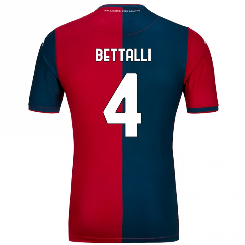 Kids Football Giorgia Bettalli #4 Red Dark Blue Home Jersey 2024/25 T-Shirt