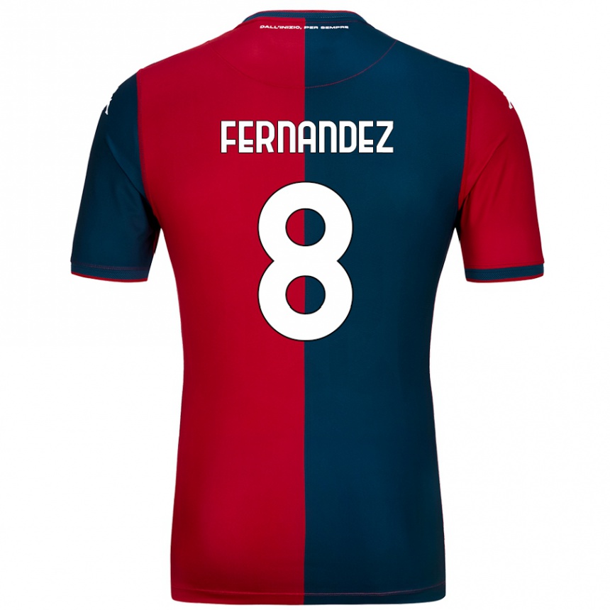 Kids Football Maria Fernandez #8 Red Dark Blue Home Jersey 2024/25 T-Shirt