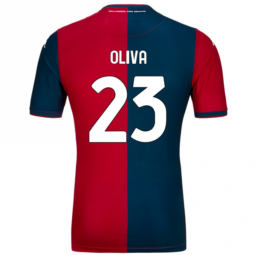 Kids Football Eleonora Oliva #23 Red Dark Blue Home Jersey 2024/25 T-Shirt