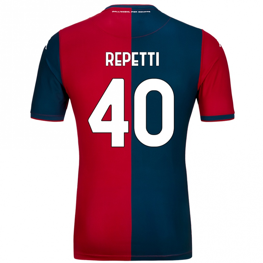 Kids Football Chiara Repetti #40 Red Dark Blue Home Jersey 2024/25 T-Shirt