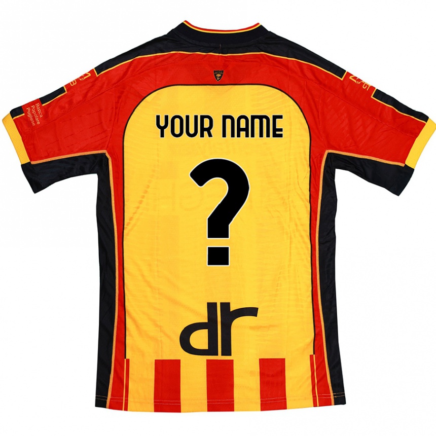 Kids Football Your Name #0 Yellow Red Home Jersey 2024/25 T-Shirt