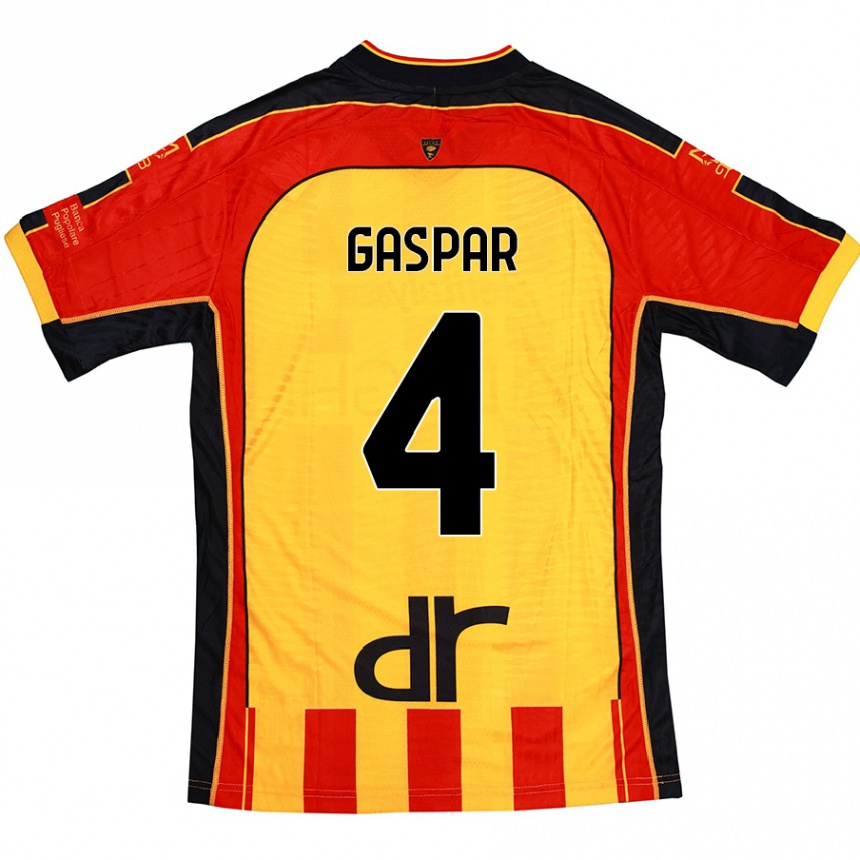 Kids Football Kialonda Gaspar #4 Yellow Red Home Jersey 2024/25 T-Shirt