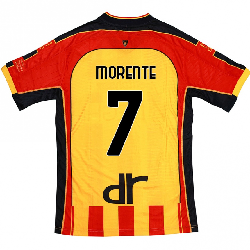 Kids Football Tete Morente #7 Yellow Red Home Jersey 2024/25 T-Shirt