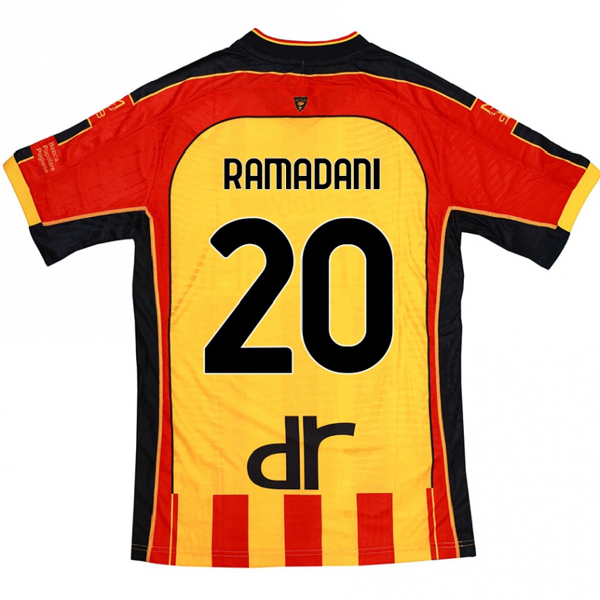 Kids Football Ylber Ramadani #20 Yellow Red Home Jersey 2024/25 T-Shirt