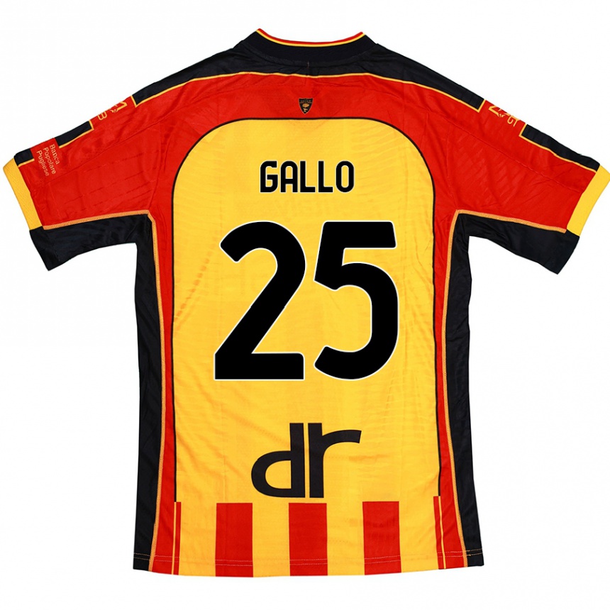 Kids Football Antonino Gallo #25 Yellow Red Home Jersey 2024/25 T-Shirt