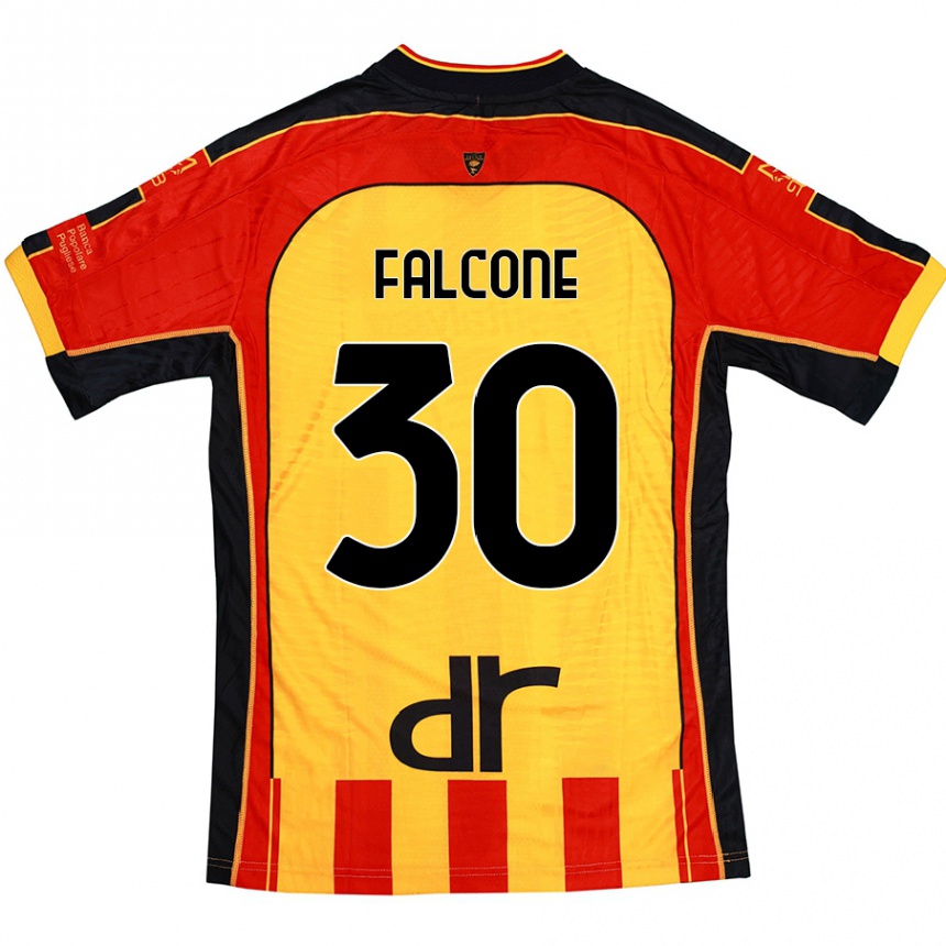 Kids Football Wladimiro Falcone #30 Yellow Red Home Jersey 2024/25 T-Shirt