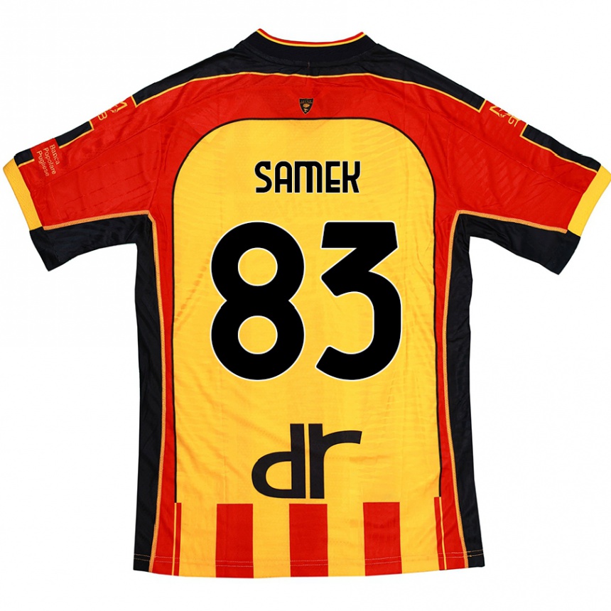 Kids Football Daniel Samek #83 Yellow Red Home Jersey 2024/25 T-Shirt