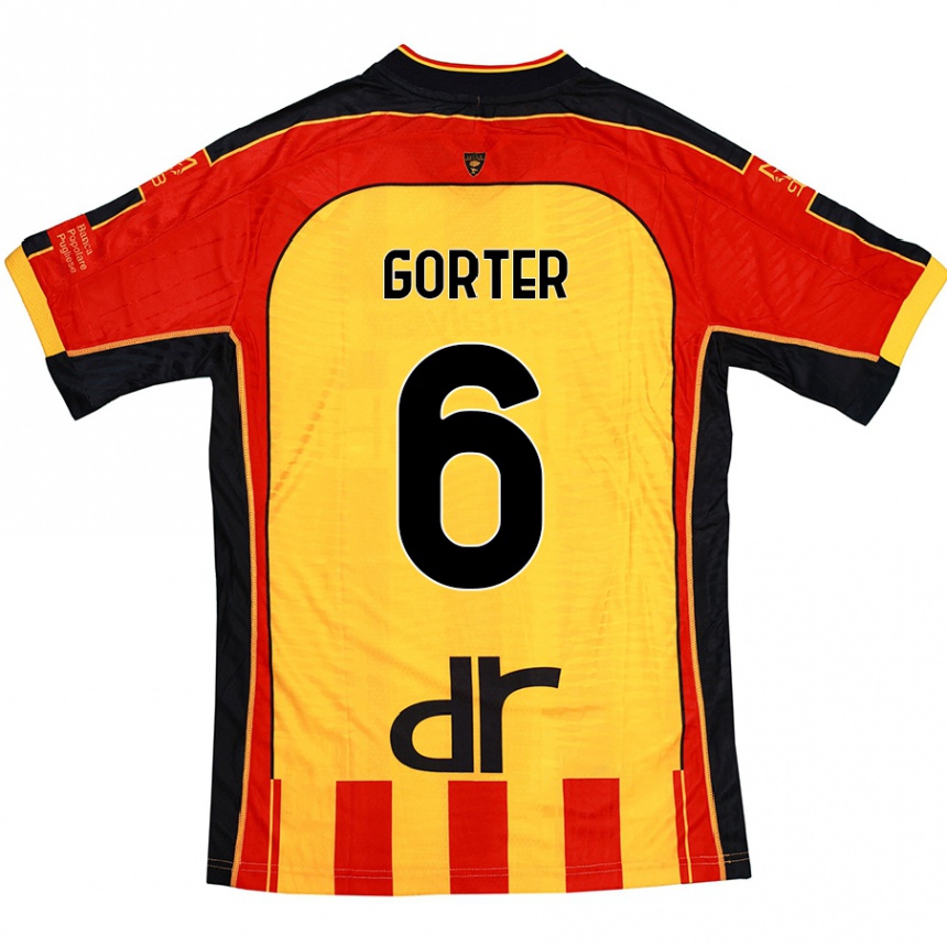 Kids Football Olaf Gorter #6 Yellow Red Home Jersey 2024/25 T-Shirt