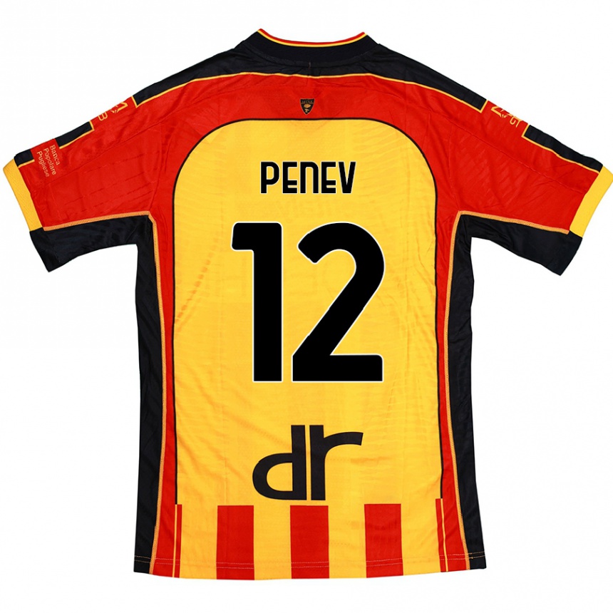 Kids Football Plamen Penev #12 Yellow Red Home Jersey 2024/25 T-Shirt