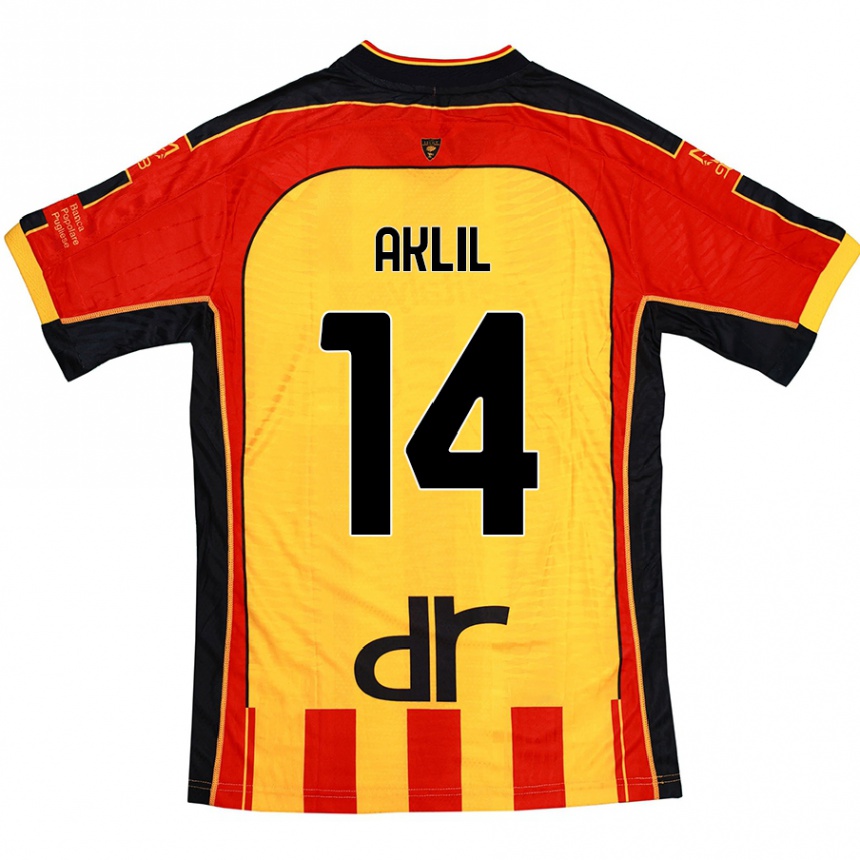 Kids Football Lino Aklil #14 Yellow Red Home Jersey 2024/25 T-Shirt