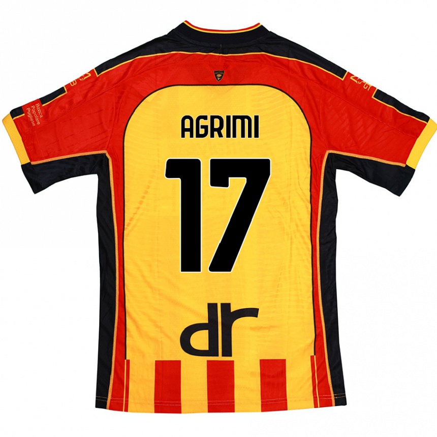 Kids Football Matteo Agrimi #17 Yellow Red Home Jersey 2024/25 T-Shirt