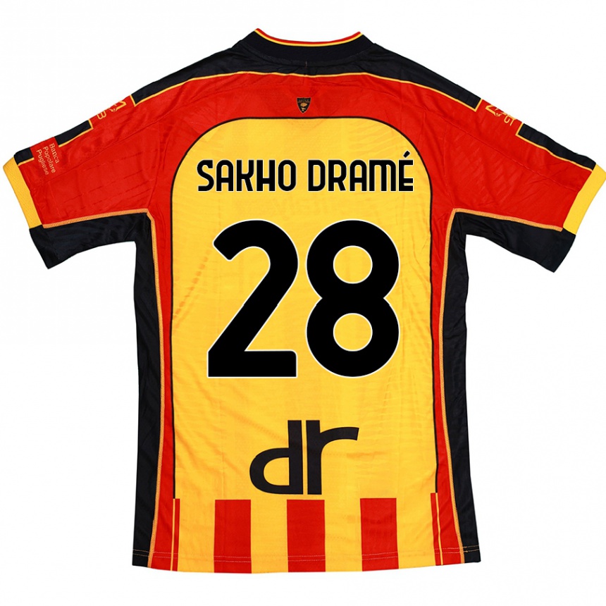 Kids Football Samba Sakho Dramé #28 Yellow Red Home Jersey 2024/25 T-Shirt