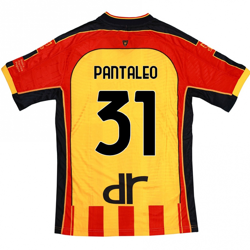 Kids Football Dario Pantaleo #31 Yellow Red Home Jersey 2024/25 T-Shirt