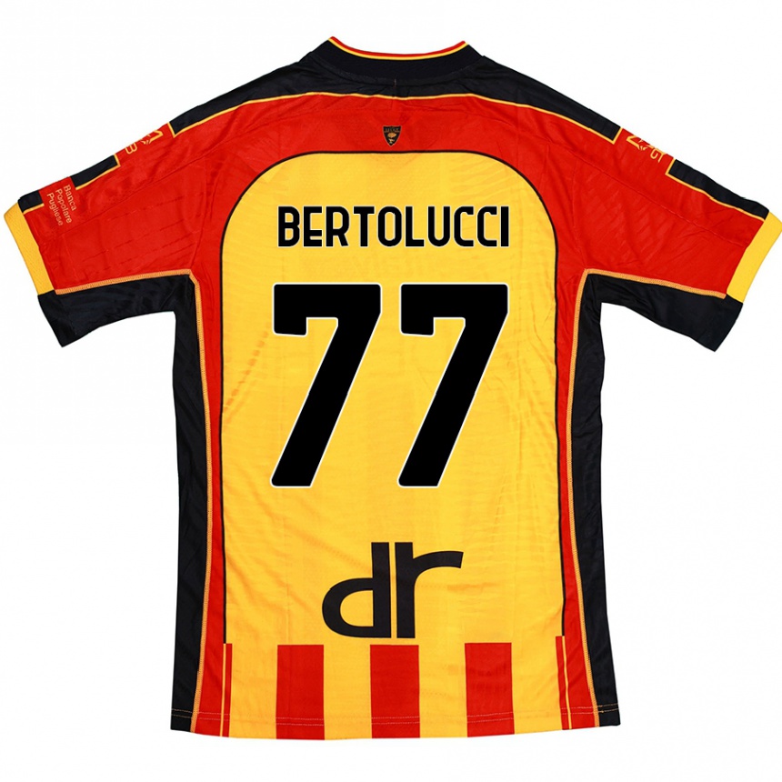 Kids Football Sandro Bertolucci #77 Yellow Red Home Jersey 2024/25 T-Shirt