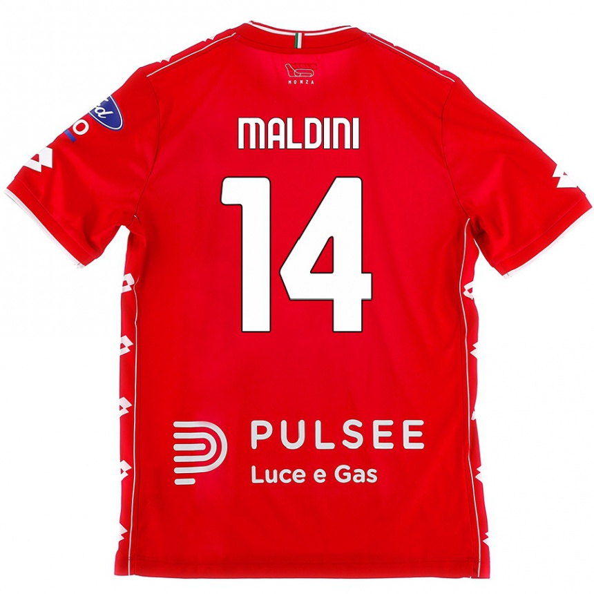 Kids Football Daniel Maldini #14 Red White Home Jersey 2024/25 T-Shirt