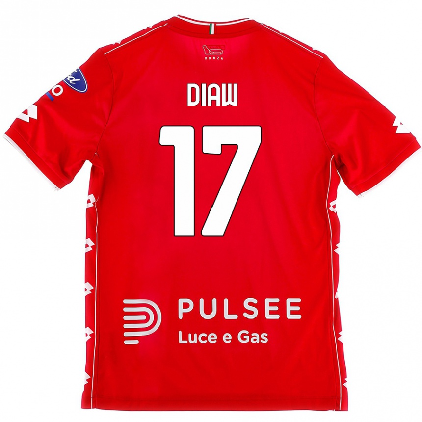 Kids Football Davide Diaw #17 Red White Home Jersey 2024/25 T-Shirt