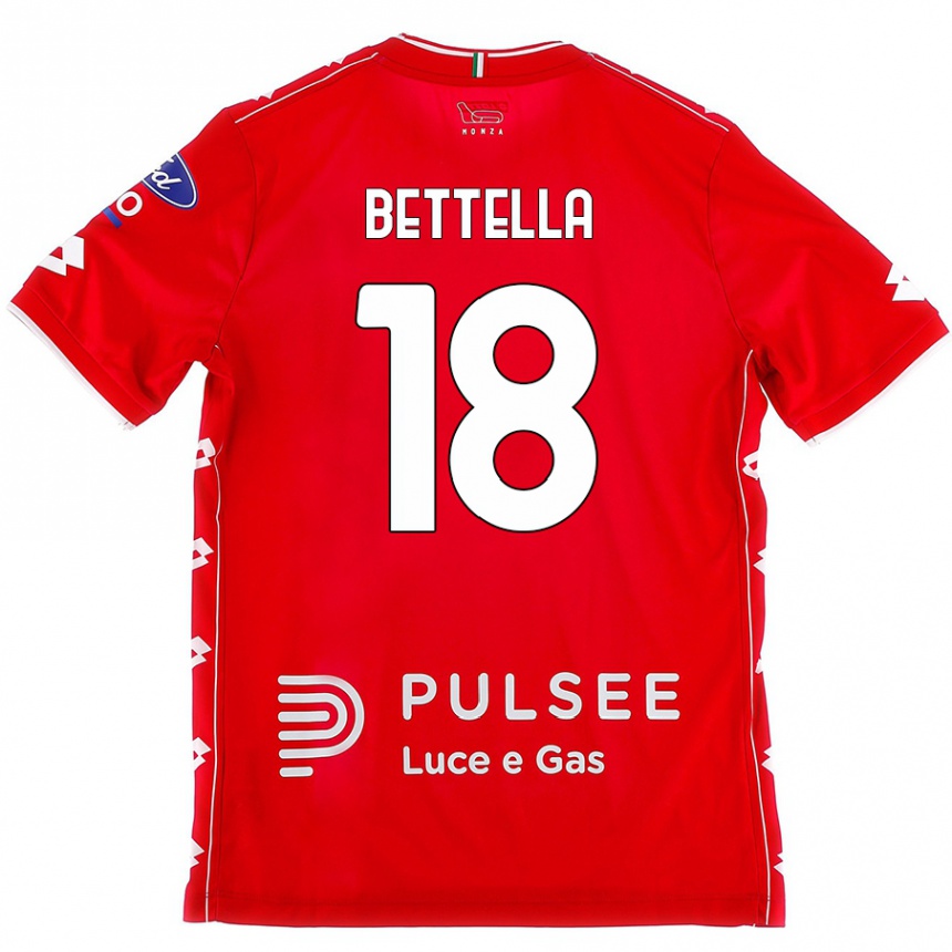 Kids Football Davide Bettella #18 Red White Home Jersey 2024/25 T-Shirt