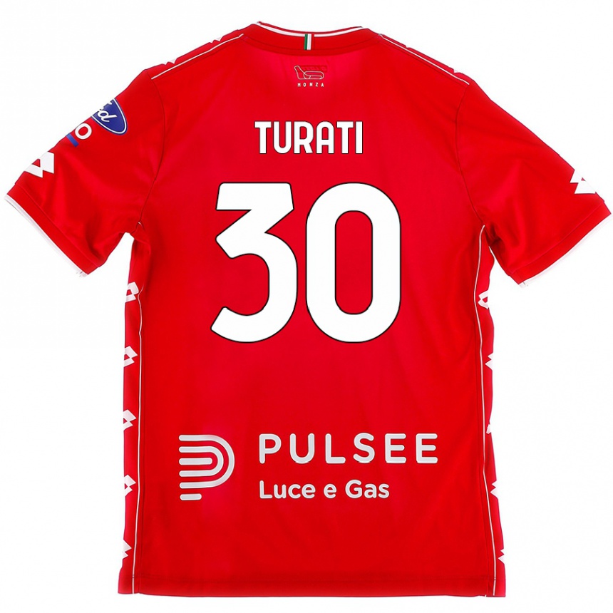 Kids Football Stefano Turati #30 Red White Home Jersey 2024/25 T-Shirt