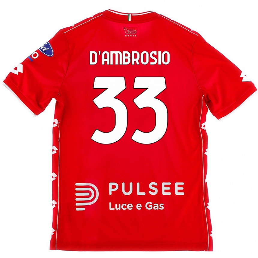 Kids Football Danilo D'ambrosio #33 Red White Home Jersey 2024/25 T-Shirt