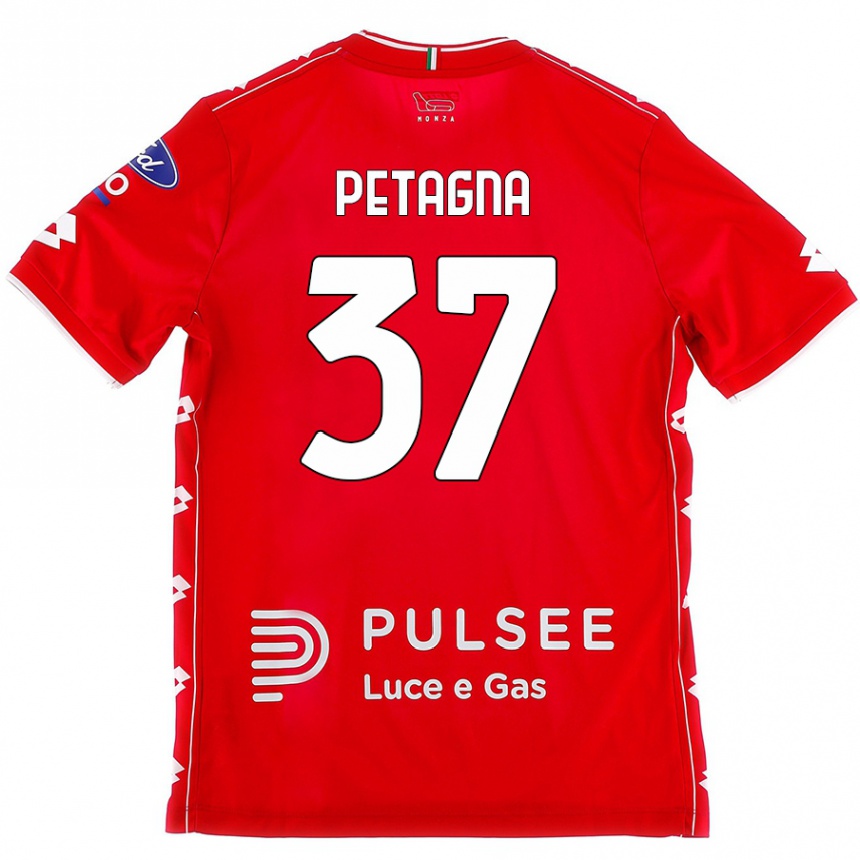 Kids Football Andrea Petagna #37 Red White Home Jersey 2024/25 T-Shirt