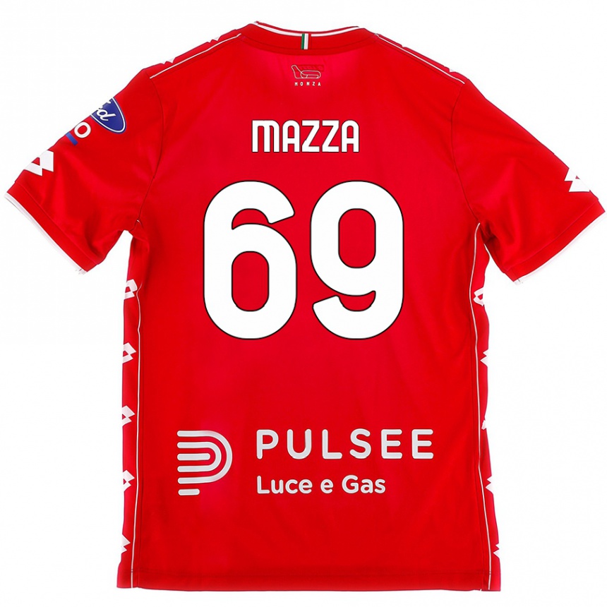 Kids Football Andrea Mazza #69 Red White Home Jersey 2024/25 T-Shirt