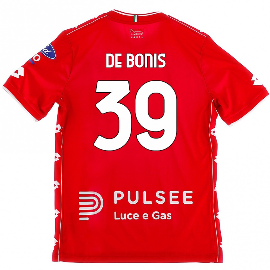 Kids Football Andrea De Bonis #39 Red White Home Jersey 2024/25 T-Shirt