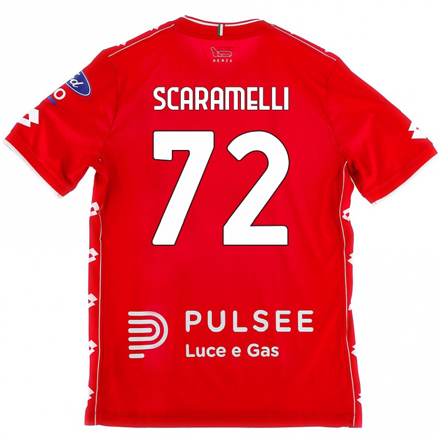 Kids Football Endris Scaramelli #72 Red White Home Jersey 2024/25 T-Shirt