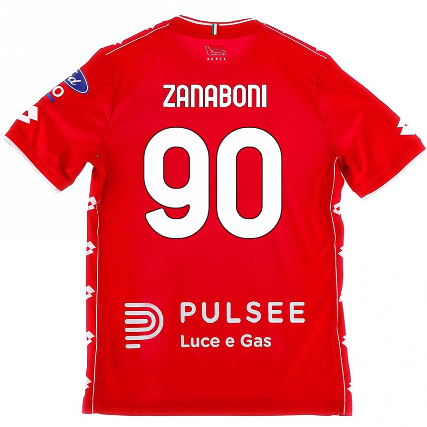 Kids Football Emanuele Zanaboni #90 Red White Home Jersey 2024/25 T-Shirt