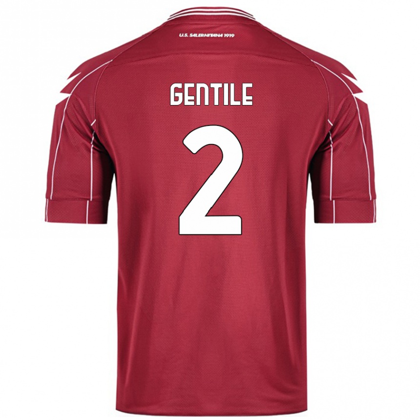 Kids Football Davide Gentile #2 Burgundy Home Jersey 2024/25 T-Shirt