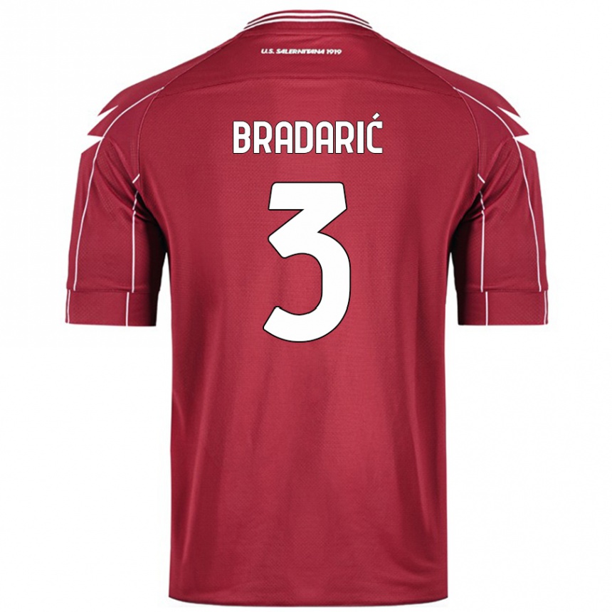 Kids Football Domagoj Bradarić #3 Burgundy Home Jersey 2024/25 T-Shirt