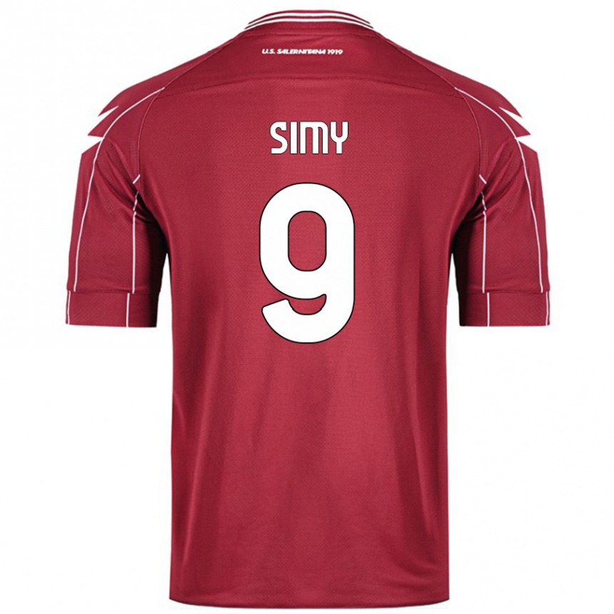 Kids Football Simy #9 Burgundy Home Jersey 2024/25 T-Shirt