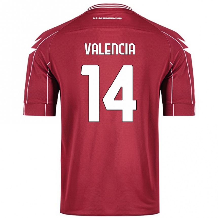 Kids Football Diego Valencia #14 Burgundy Home Jersey 2024/25 T-Shirt