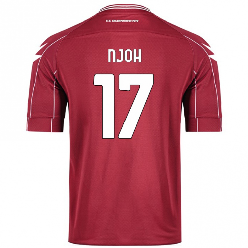 Kids Football Lilian Njoh #17 Burgundy Home Jersey 2024/25 T-Shirt